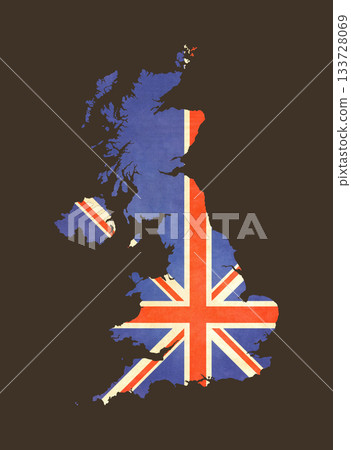 Isolated map with flag - United Kingdom Isolated map with flag - United Kingdom 133728069