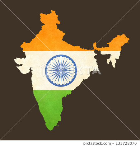 Isolated map with flag - India Isolated map with flag - India 133728070