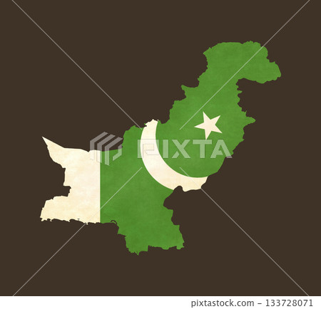 Isolated map with flag - Pakistan Isolated map with flag - Pakistan 133728071
