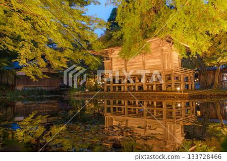 岩手縣平泉町中尊寺弁財天殿的秋季燈光秀 133728466