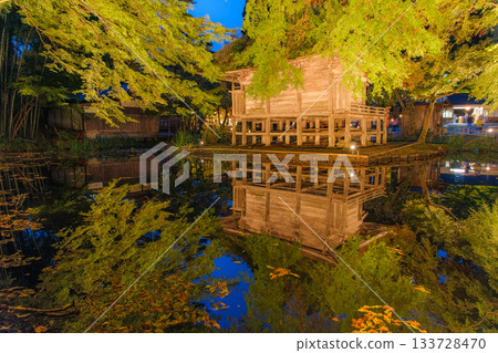 岩手縣平泉町中尊寺弁財天殿的秋季燈光秀 岩手縣平泉町中尊寺弁財天殿的秋季燈光秀 133728470