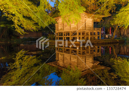 岩手縣平泉町中尊寺弁財天殿的秋季燈光秀 133728474