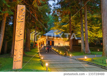 Autumn illuminations at Chusonji Golden Hall in Hiraizumi, Iwate Prefecture 133728480