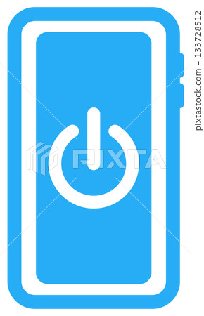 Mobile phone flat icon with a power symbol Mobile phone flat icon with a power symbol 133728512