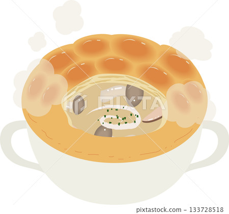 Cream of mushroom soup wrapped in pie Cream of mushroom soup wrapped in pie 133728518
