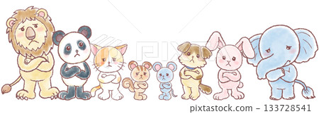 Set of various animals with troubled expressions_troubled expressions_worried_thinking 133728541