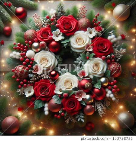 Christmas wreath red Christmas tree 133728785