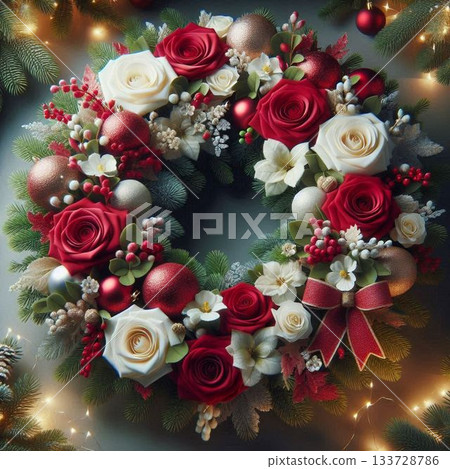 Christmas wreath red Christmas tree 133728786