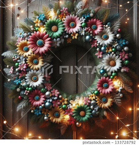 Christmas wreath red Christmas tree 133728792