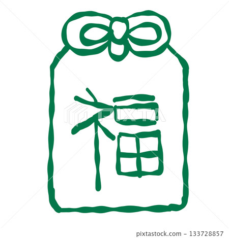 Lucky charm tag with bow and festive fortune symbol bringing blessings happiness and new year luck in a cute hand drawn style for celebration themes 133728857
