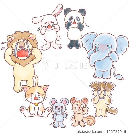 動物哭泣的插圖_可愛的哭泣動物 133729046