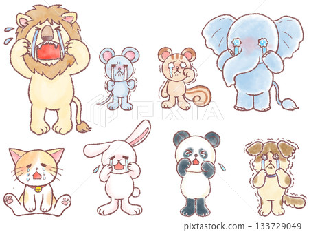 Illustrations of crying animals_Crying cute animals 133729049