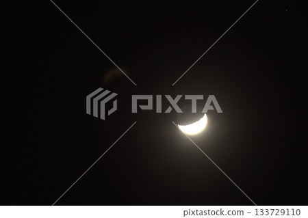 half moon shining floating on sky in night half moon shining floating on sky in night 133729110