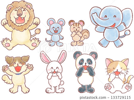 Illustrations of laughing animals_Cute laughing animals Illustrations of laughing animals_Cute laughing animals 133729115