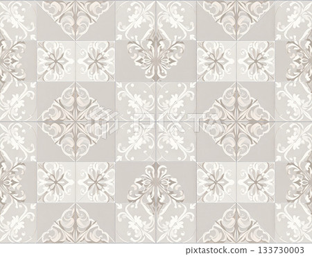 Texture. Sustainable material. Ceramic tiles with geometric patterns in natural color. Texture of building materials. Design mockup and background. 133730003
