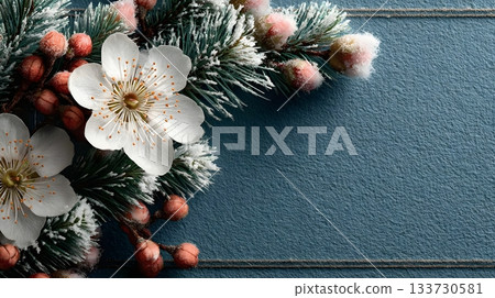 Frosted edge frame design for advertising background with white tones 133730581