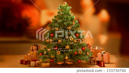聖誕樹和禮物背景 133730780