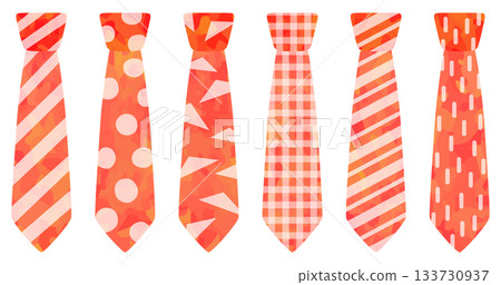 圖案領帶插圖套裝 紅色向量素材 133730937