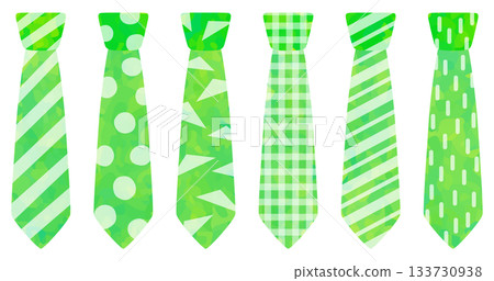 圖案領帶插畫套裝，綠色向量素材 133730938