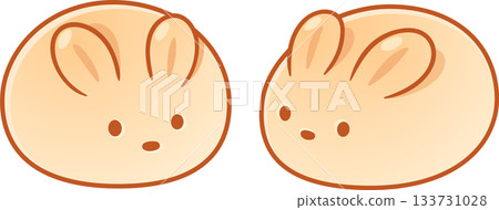 Cute bunny bread buns drawing 133731028