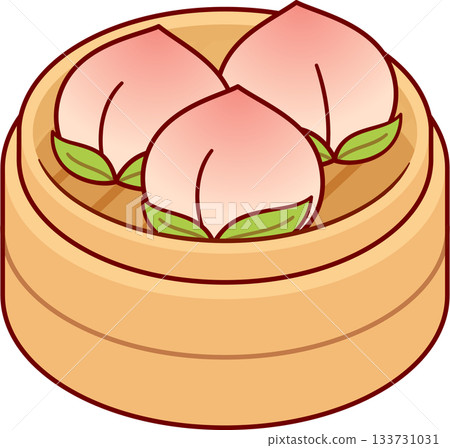 Shoutao Longevity Peach Buns in steamer basket 133731031