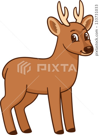 Cute cartoon Huemul deer drawing 133731033