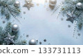 Elegant silver Christmas background: Winter frame with copy space 133731113