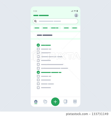 To do list productivity mobile application interface with green checkboxes task management organizer app or project planner To do list productivity mobile application interface with green checkboxes task management organizer app or project planner 133731149