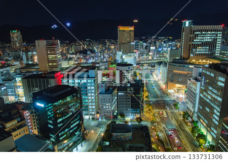 Kobe City, Hyogo Prefecture Kobe City Hall, night view of Kobe City from the observation lobby Kobe City, Hyogo Prefecture Kobe City Hall, night view of Kobe City from the observation lobby 133731306