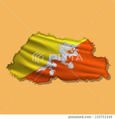 Vector flag Bhutan in the form of a map Vector flag Bhutan in the form of a map 133731326