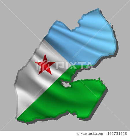 Vector flag Djibouti in the form of a map Vector flag Djibouti in the form of a map 133731328