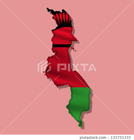Vector flag Malawi in the form of a map 133731335