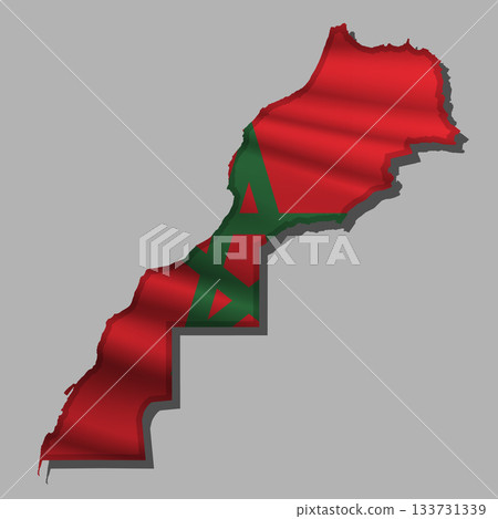 Vector flag Morocco in the form of a map Vector flag Morocco in the form of a map 133731339
