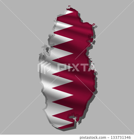 Vector flag Qatar in the form of a map Vector flag Qatar in the form of a map 133731346