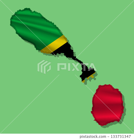 Vector flag Saint Kitts and Nevis in the form of a map Vector flag Saint Kitts and Nevis in the form of a map 133731347