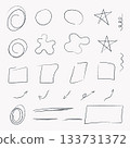 Hand-drawn shapes, arrows and doodles isolated on white background. Vector illustration 133731372