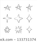 Hand-drawn stars and sparkle set isolated on white background. Vector illustration 133731374