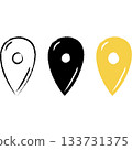 Hand drawn map pins, doodle navigation, sign location. Vector illustration 133731375