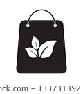 Eco-friendly shopping bag with leaves, vector icon 133731392