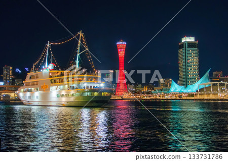 夜幕下的神戶港，兵庫縣神戶市 133731786