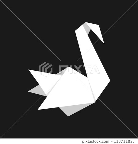 Origami white swan icon symbol. Folded paper bird. Vector illustration 133731853
