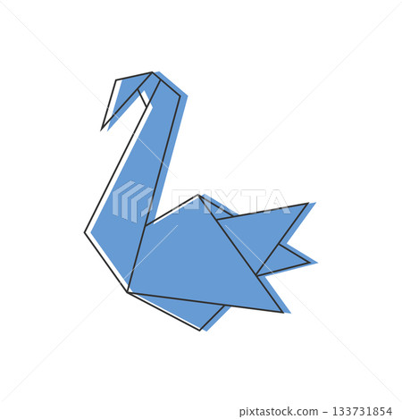 Origami swan. Folded paper bird. Origami swan line icon symbol. Vector illustration Origami swan. Folded paper bird. Origami swan line icon symbol. Vector illustration 133731854