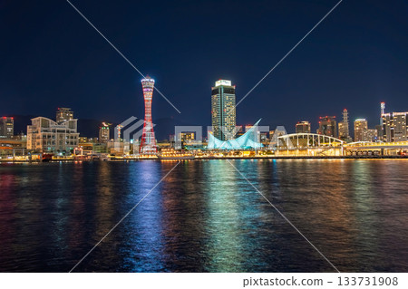 Kobe Port at night, Kobe City, Hyogo Prefecture Kobe Port at night, Kobe City, Hyogo Prefecture 133731908