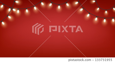 Christmas light strings on red background 133731955
