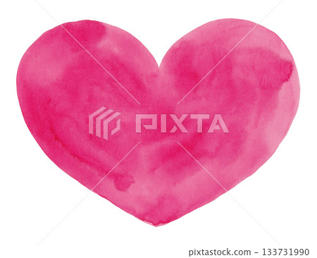 Large watercolor heart illustration in deep pink 133731990