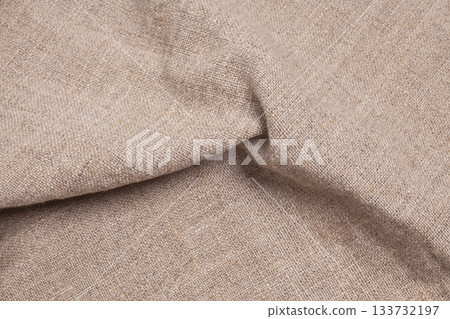 Close-up of natural burlap fabric 133732197