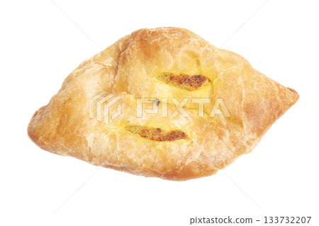 Pie with potato (pirozhki) isolated on white. Homemade baking Pie with potato (pirozhki) isolated on white. Homemade baking 133732207