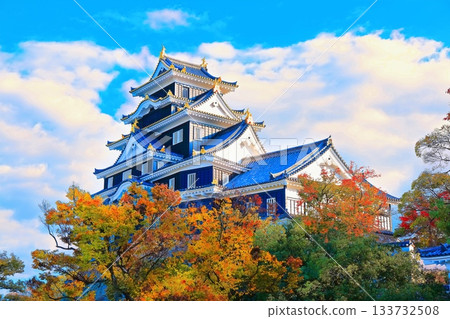 【岡山縣】秋葉中的岡山城天守閣(令和時代大規模整修後) 【岡山縣】秋葉中的岡山城天守閣(令和時代大規模整修後) 133732508