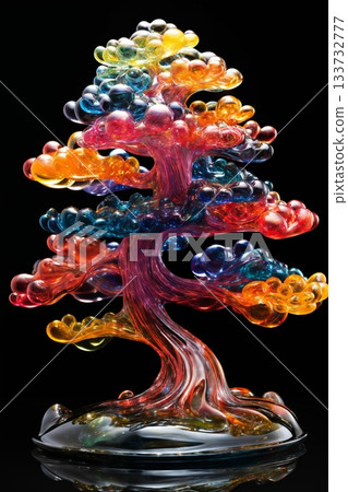 miniature tree figurines made of glass or ceramics, beautiful decoration 133732777
