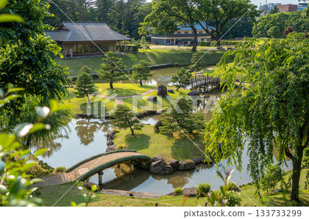 Gyokusenin Maru Garden at Kanazawa Castle in Kanazawa, Japan 133733299